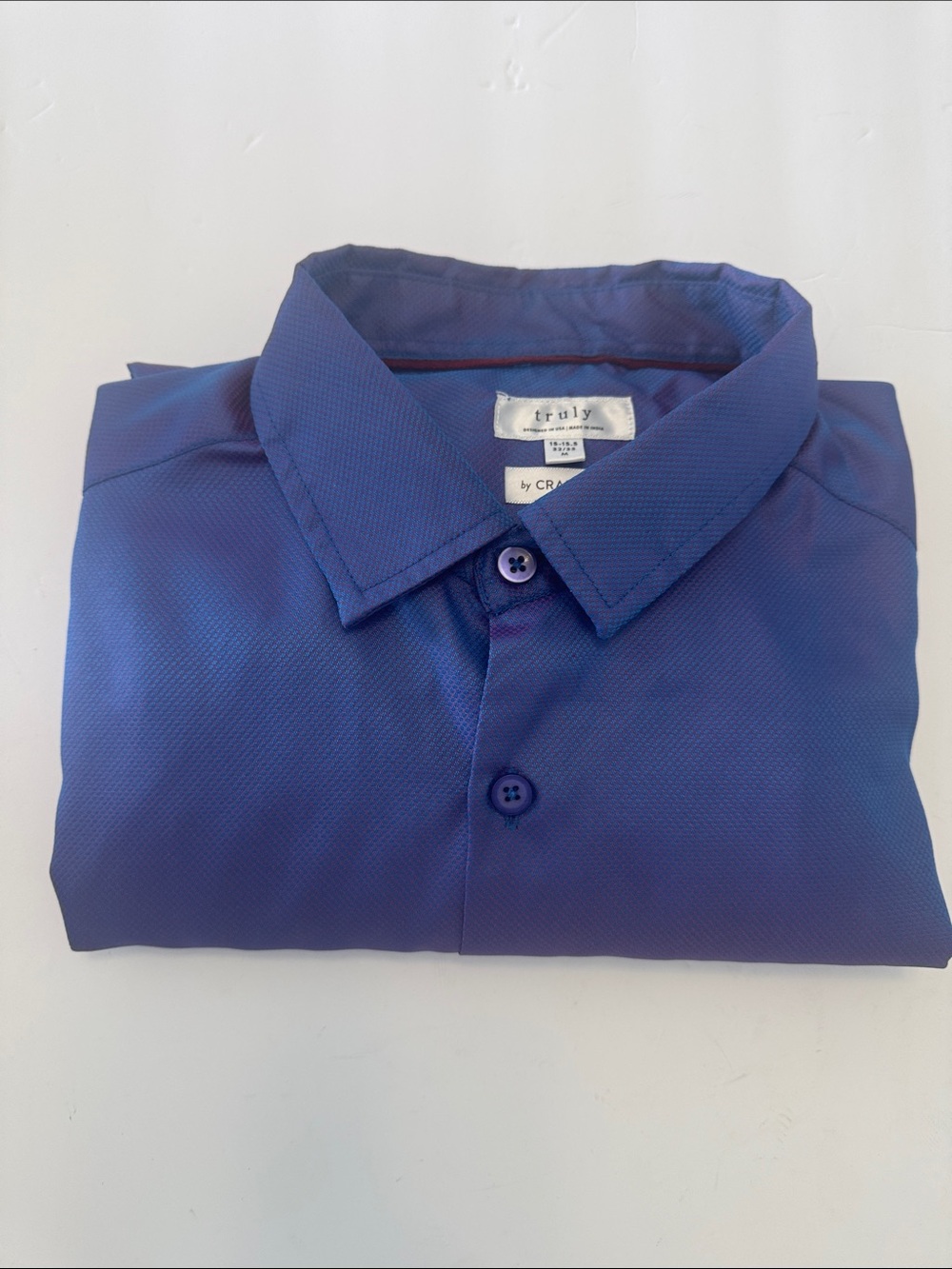 TRULY Men's Deep Blue Textured Dress Shirt